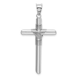 14K White Gold with Center Wrap Tube Cross Pendant K6196