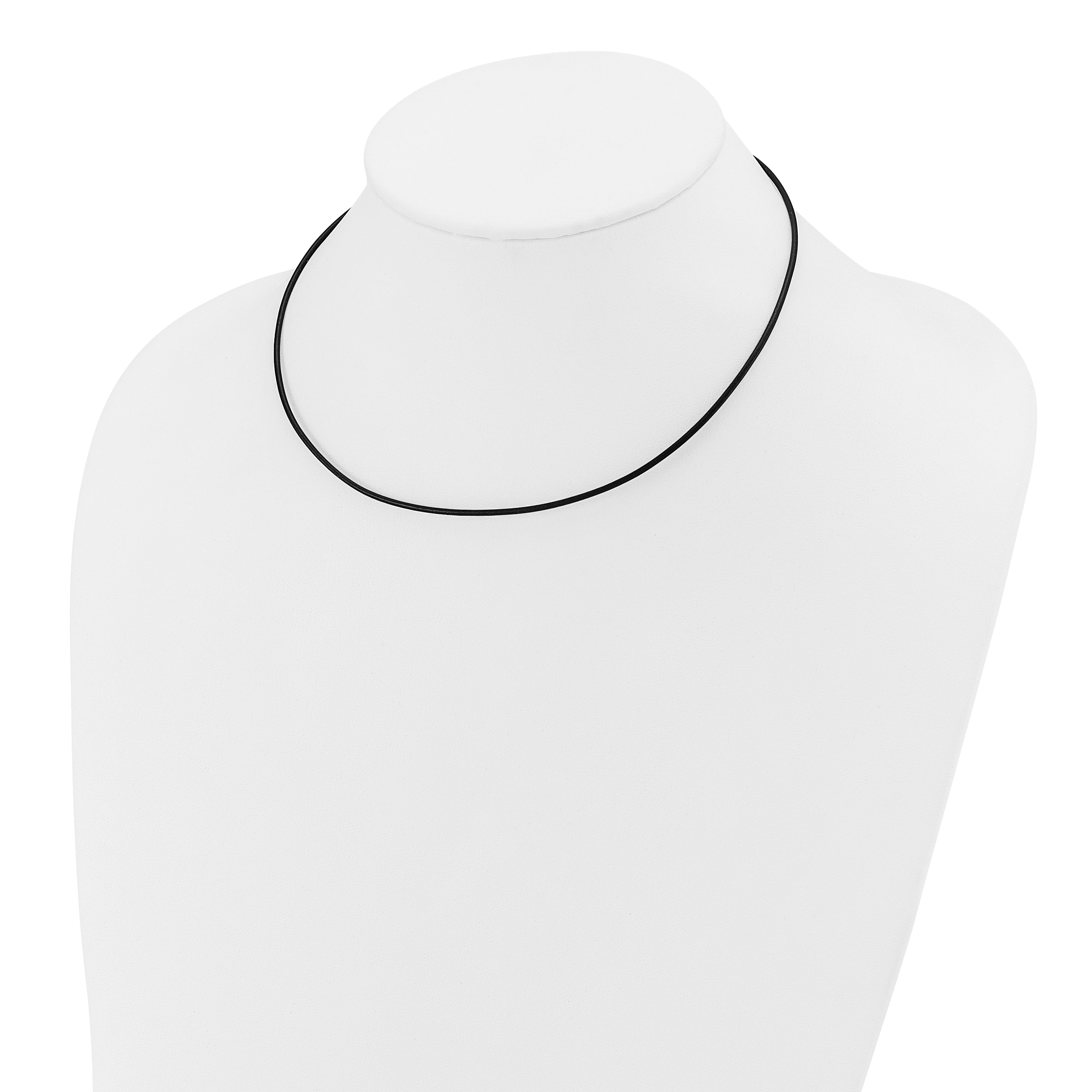 14k White Gold Clasp 1.5mm 16 inch Black Leather Cord Necklace XG251