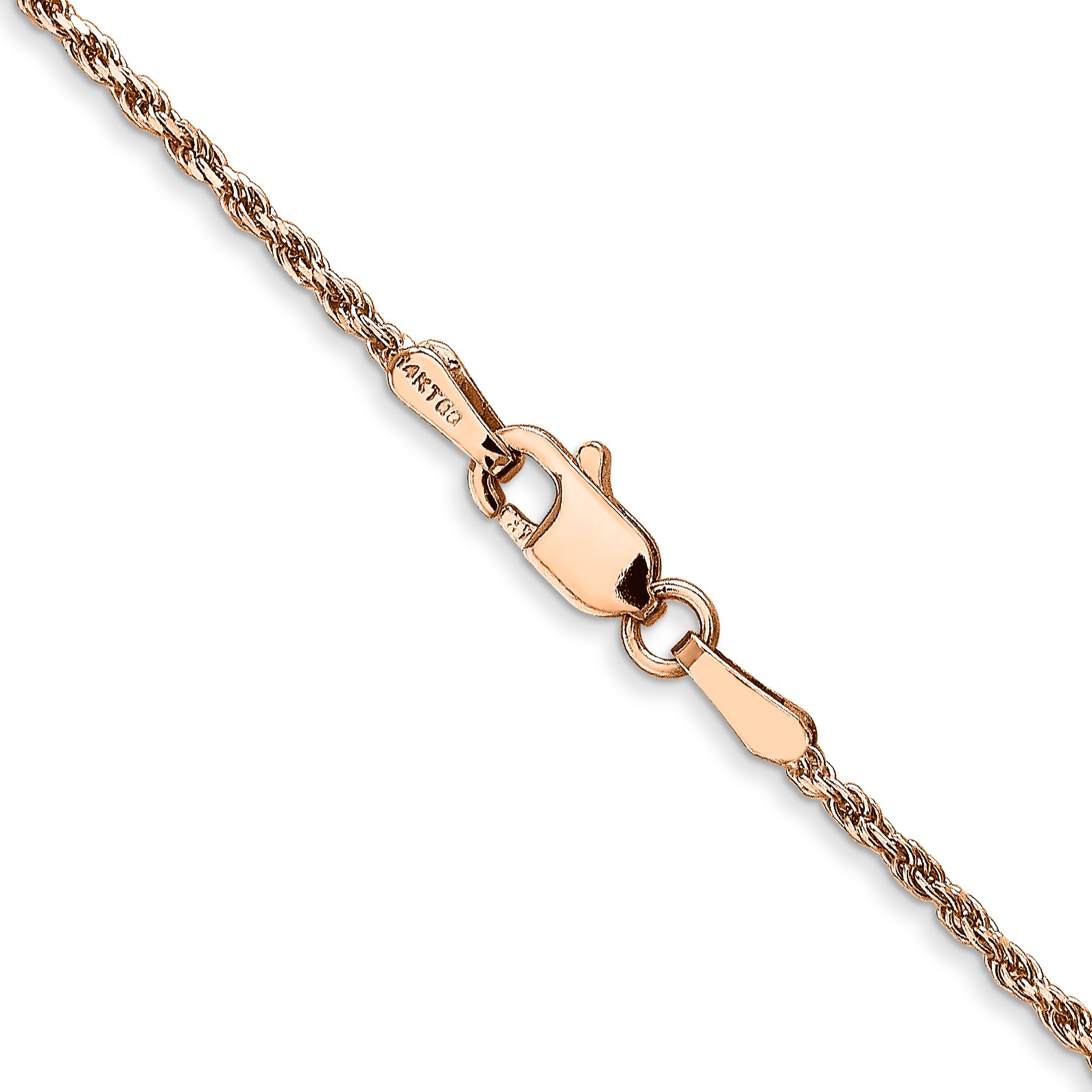 14K Rose Gold 10 inch 1.5mm Diamond-cut Man Made Rope with Lobster Clasp Anklet R012