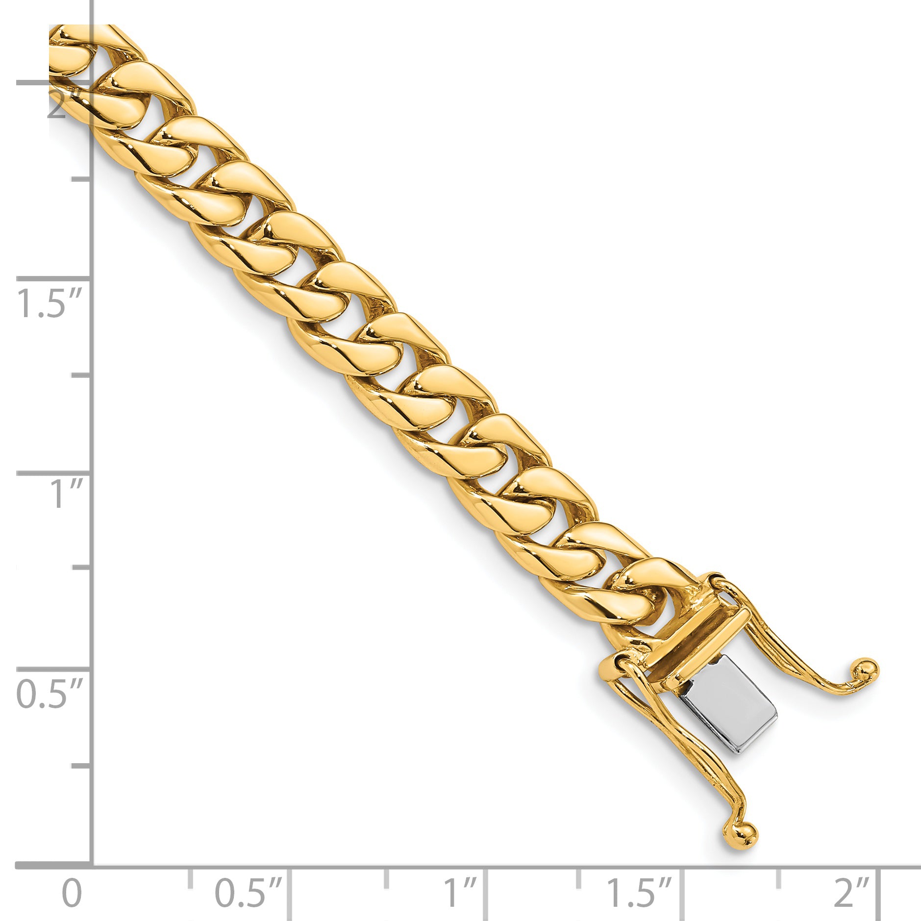 14K 20 inch 6.8mm Hand Polished Flat Beveled Curb Link with Box Catch Clasp Chain LK131
