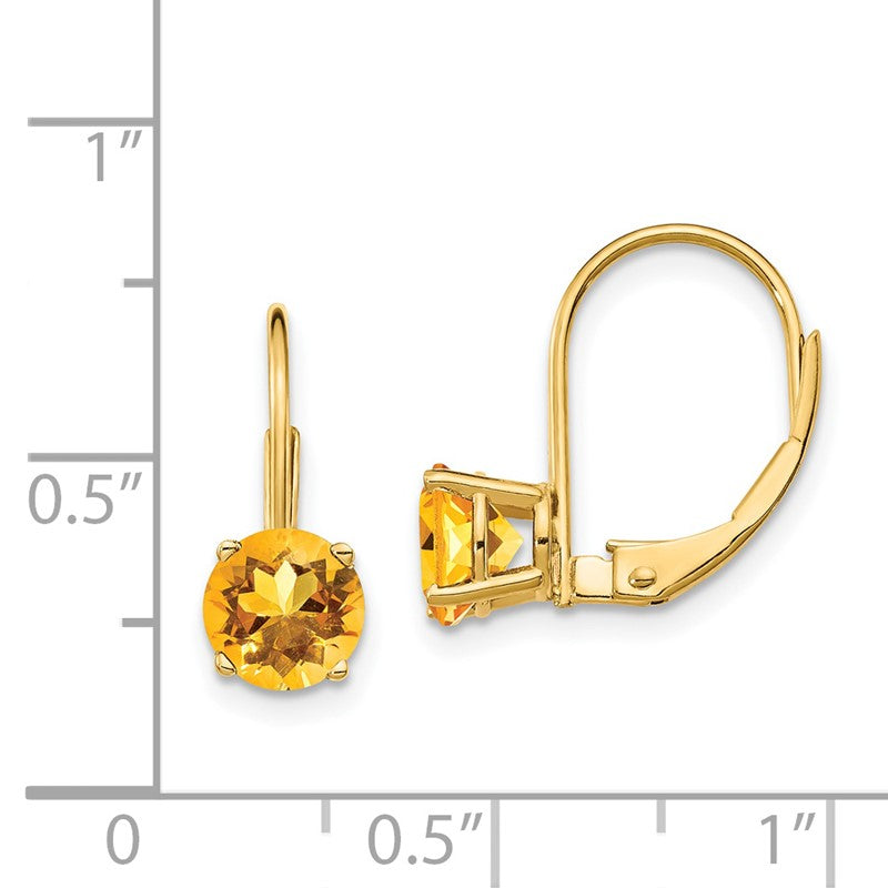 14k 6mm Round Citrine Leverback Earrings XLB112CI
