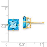 14k 8mm Square Step-Cut Blue Topaz Post Earrings XE64BT