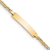 14k Polished Semi-Solid Chain/Solid Plate Anchor Link 20.5x4.5mm Plate 5.5 inch Baby/Child ID Bracelet DCID137