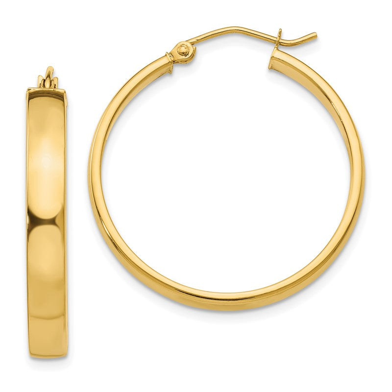 14k 4x28mm Polished Tube Hoop Earrings TA241