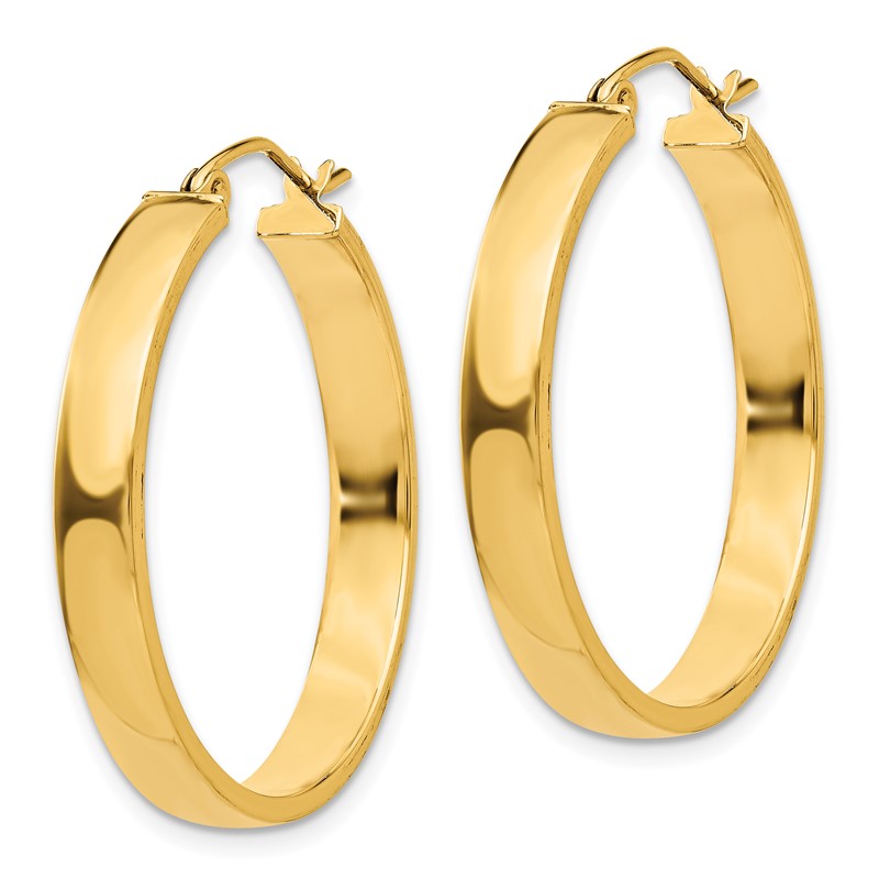14k 4x28mm Polished Tube Hoop Earrings TA241