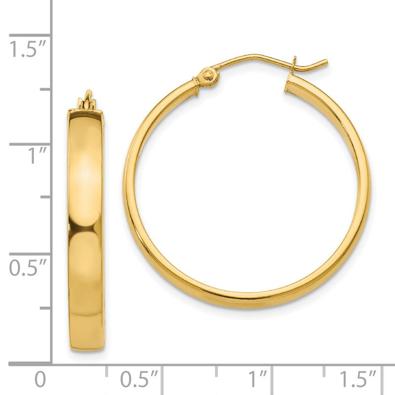 14k 4x28mm Polished Tube Hoop Earrings TA241