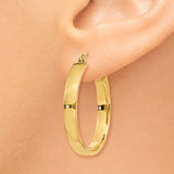 14k 4x28mm Polished Tube Hoop Earrings TA241