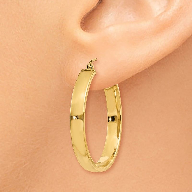 14k 4x28mm Polished Tube Hoop Earrings TA241