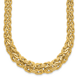 14k Fancy Graduated 7-12mm Flat Byzantine 17.5 inch Necklace SF2733