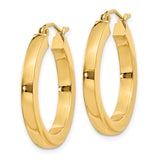 14k 3x25mm Polished Square Tube Hoop Earrings TE537
