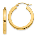 14k 3x25mm Polished Square Tube Hoop Earrings TE537