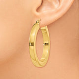 14k 3x25mm Polished Square Tube Hoop Earrings TE537