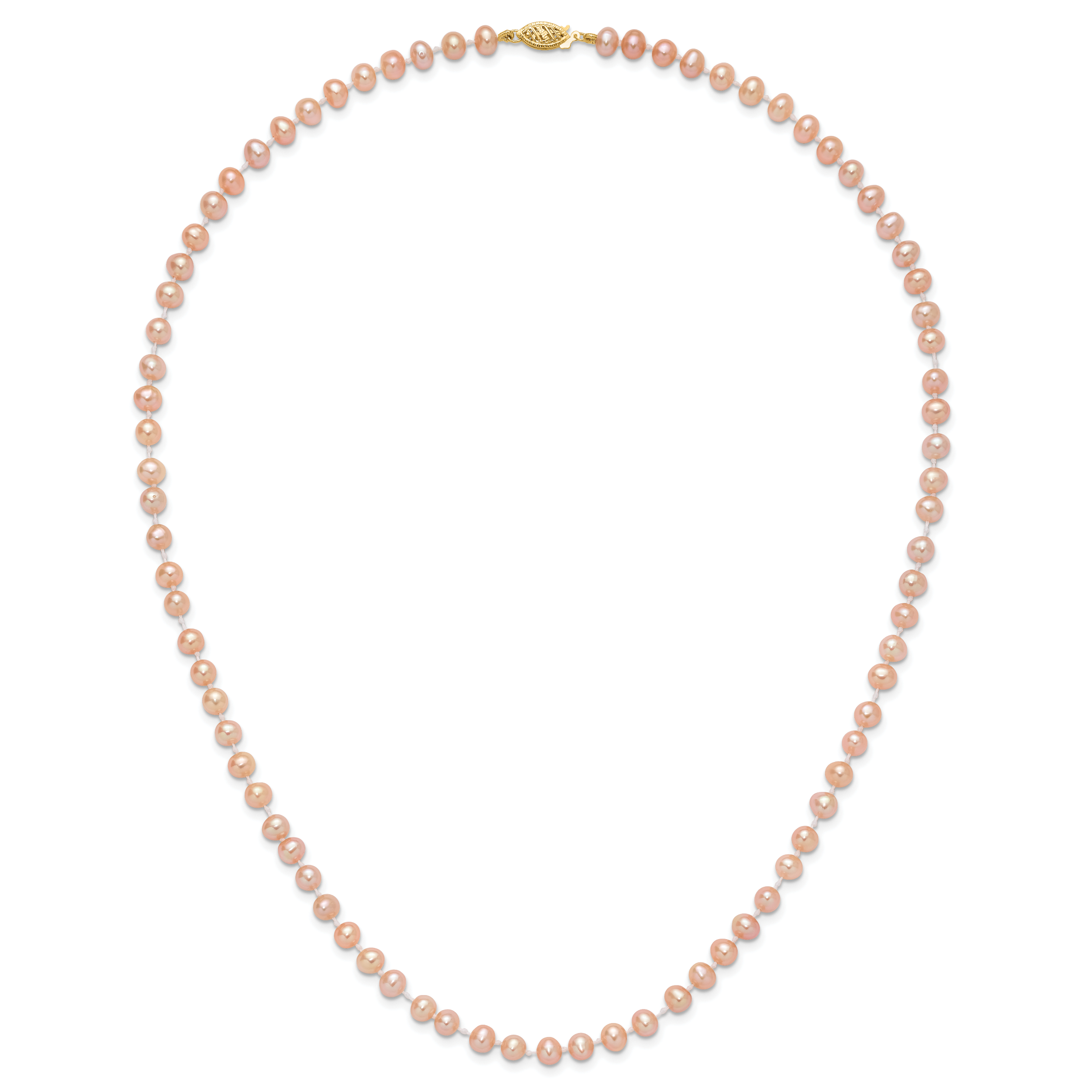 14k 5-6mm Pink Near-Round Freshwater Cultured Pearl 16 inch Necklace PPN050