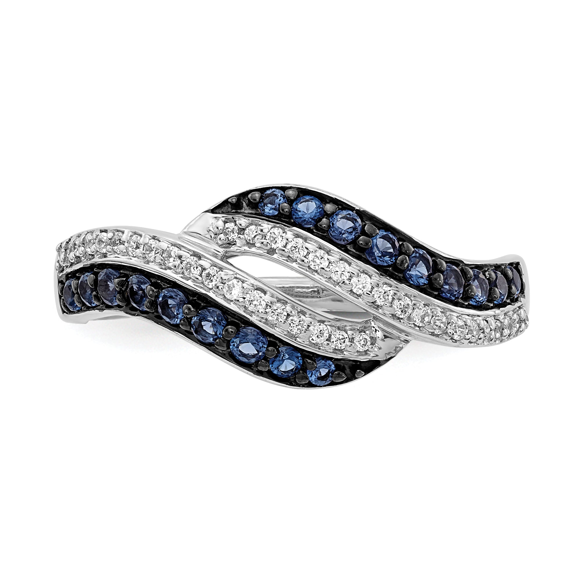 14k White Gold 1/2 carat Blue and White Diamond Swirl Ring RM5681