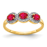 14k Composite Ruby and Diamond 3-Stone Ring RM5744