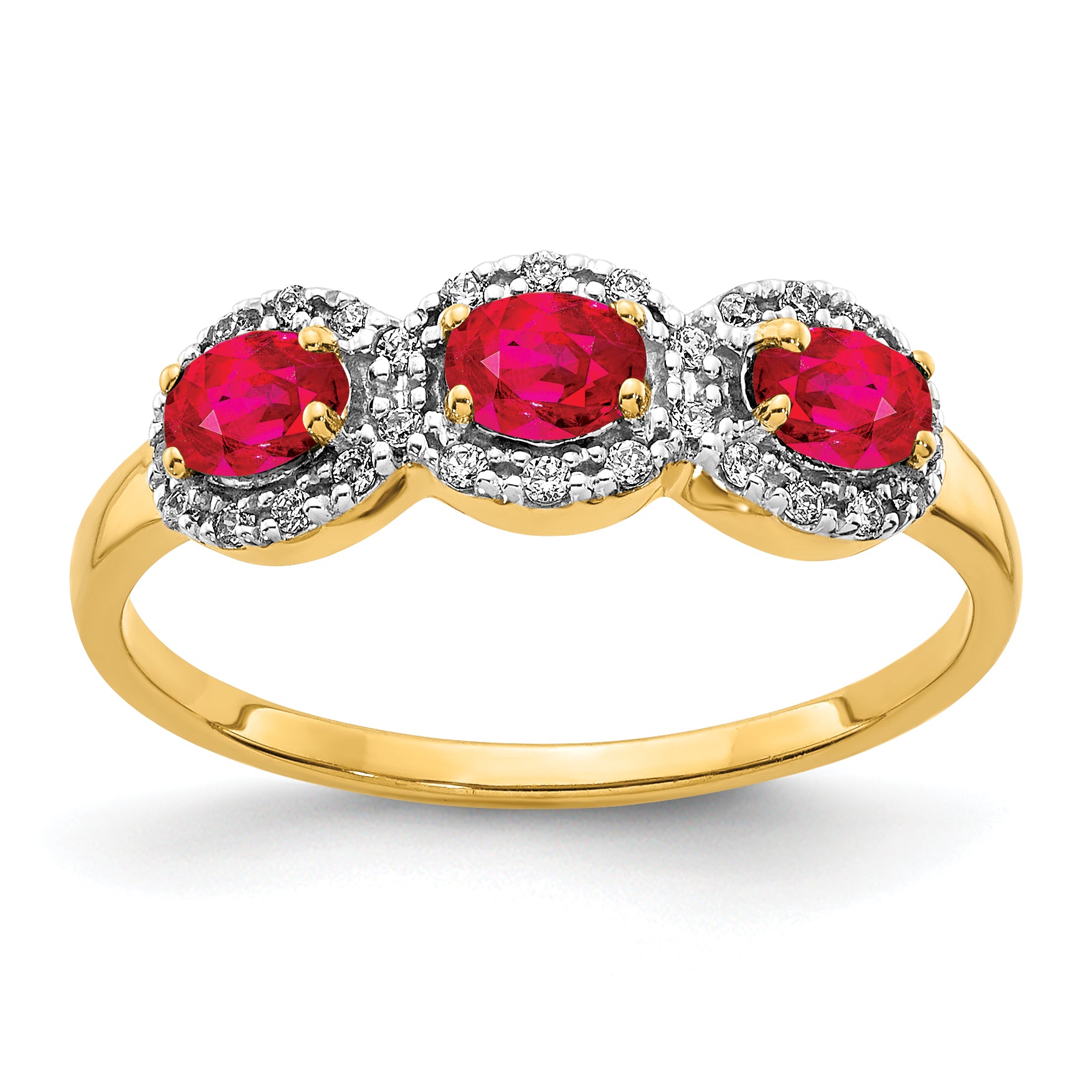 14k Composite Ruby and Diamond 3-Stone Ring RM5744