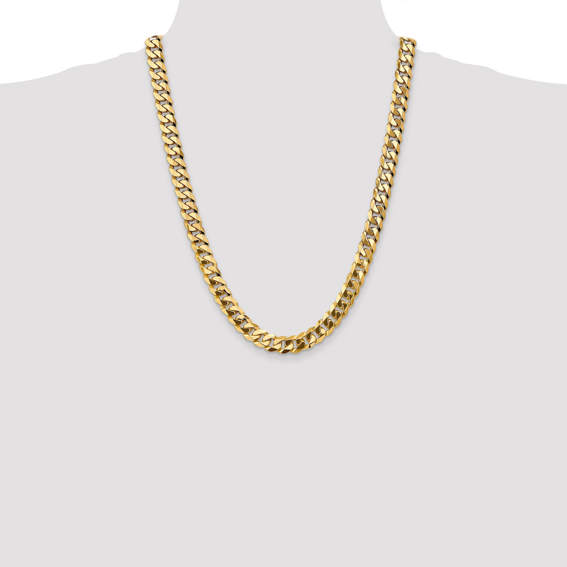 14K 26 inch 9.5mm Flat Beveled Curb with Lobster Clasp Chain FBU250