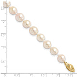 14k 7-8mm White Round Akoya Saltwater Cultured Pearl 16 inch Necklace PL70AA