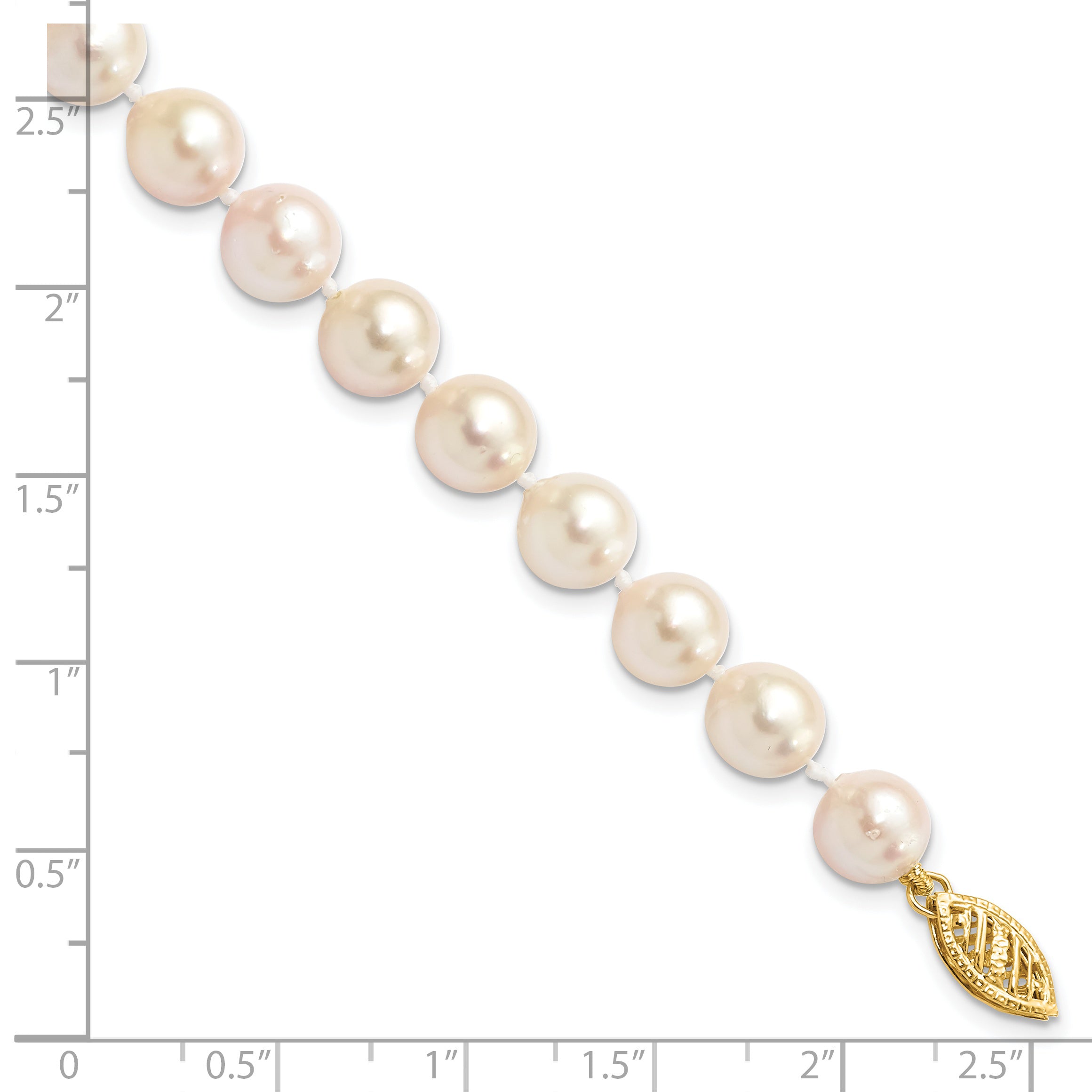 14k 7-8mm White Round Akoya Saltwater Cultured Pearl 16 inch Necklace PL70AA