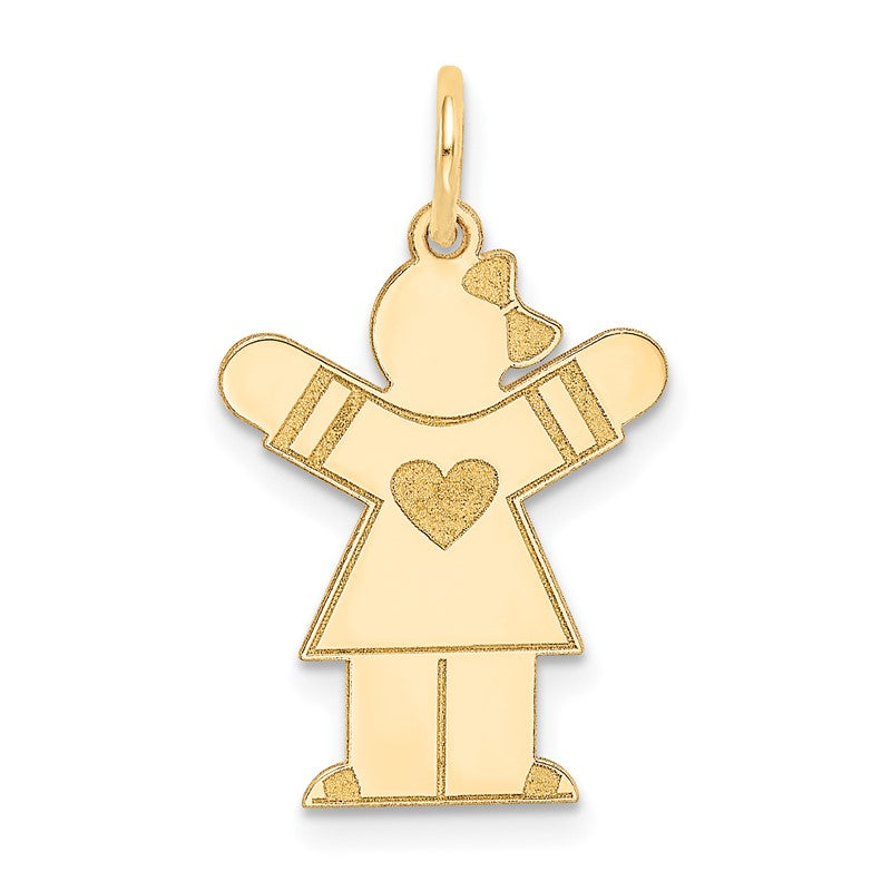 14k The Kids Small Heart Dress Girl Engravable Love Charm XK1151Y