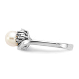 14k White Gold 6mm White Freshwater Cultured Pearl and 1/20 carat A Diamond Ring Y4316PL/A