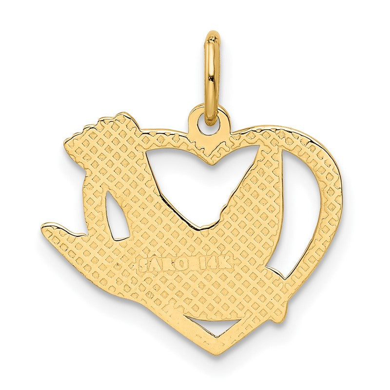 14k Dove in Heart Charm K3261