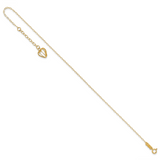 14K Cable Chain with Diamond-cut Heart Cage Dangle 9 inch Plus 1 inch Extender - Total 10 inch Anklet ANK244