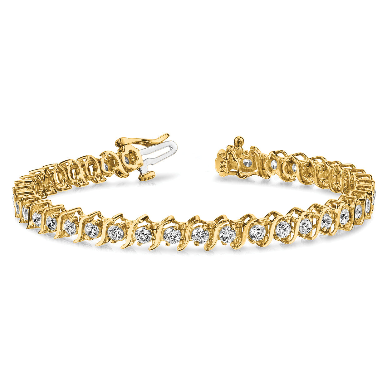 14k Complete 2 carat Round AAA Diamond 2-prong S-link 7 inch Tennis Bracelet X703AAA