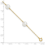 14k 7-8mm White Near-Round Freshwater Cultured Pearl 5-Station 9 inch Anklet ANK144