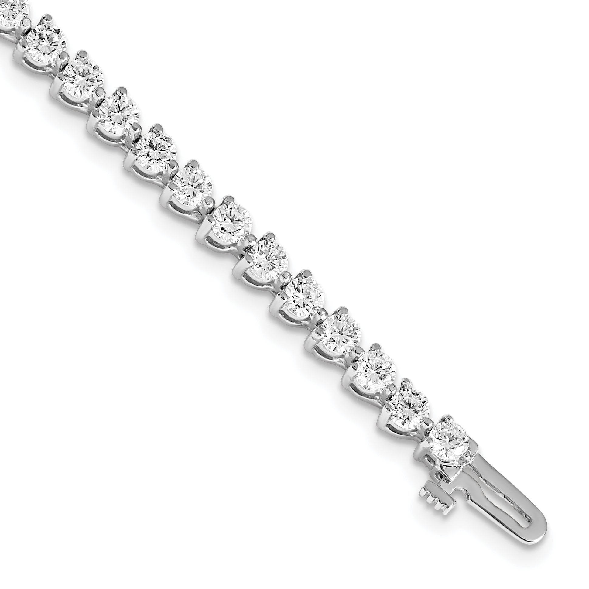 14k White Gold Complete 4.73 carat Round A Diamond 3-prong 7 inch Tennis Bracelet X2840WA