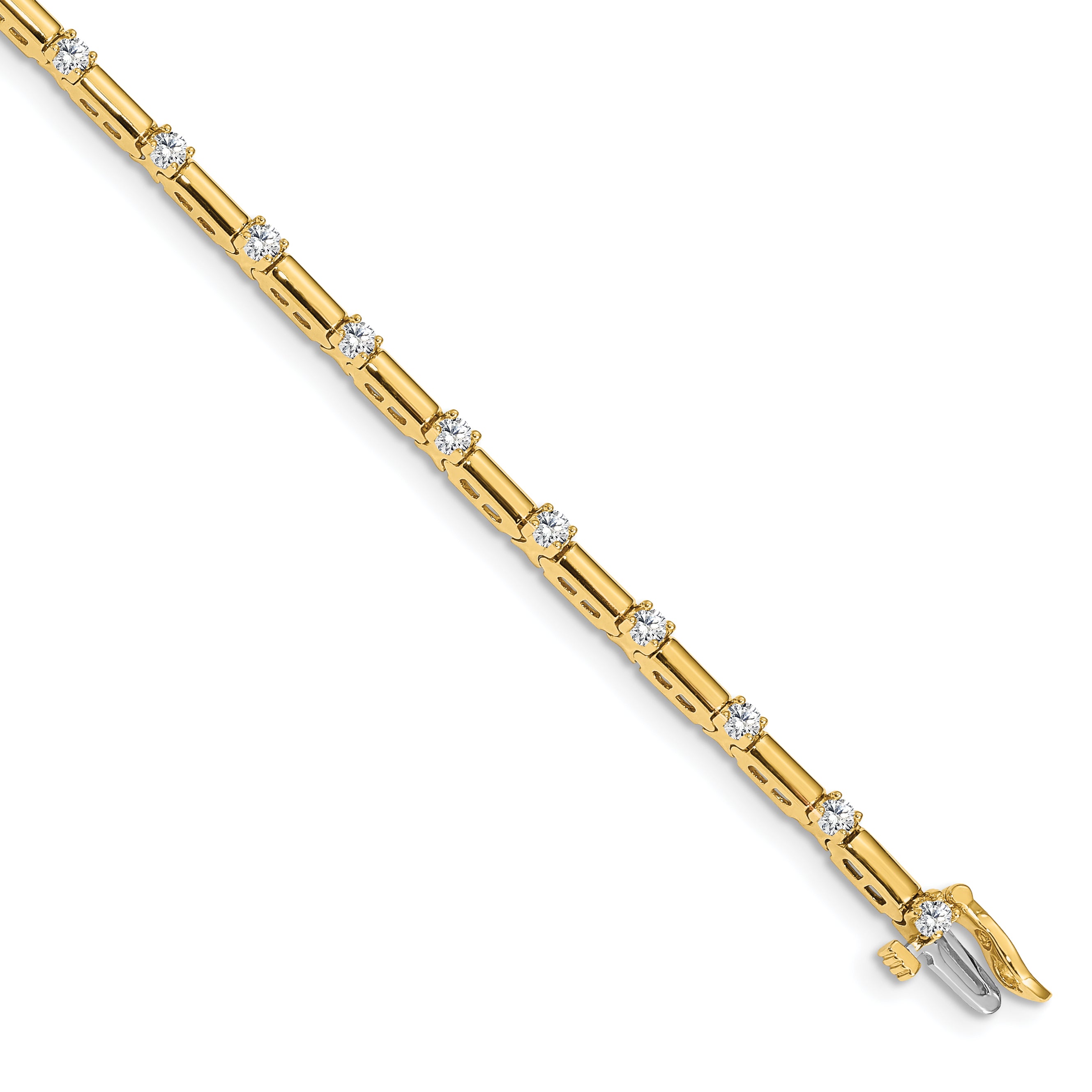 14k Complete 1 carat Round A Diamond Bar Link 7 inch Tennis Bracelet X762A