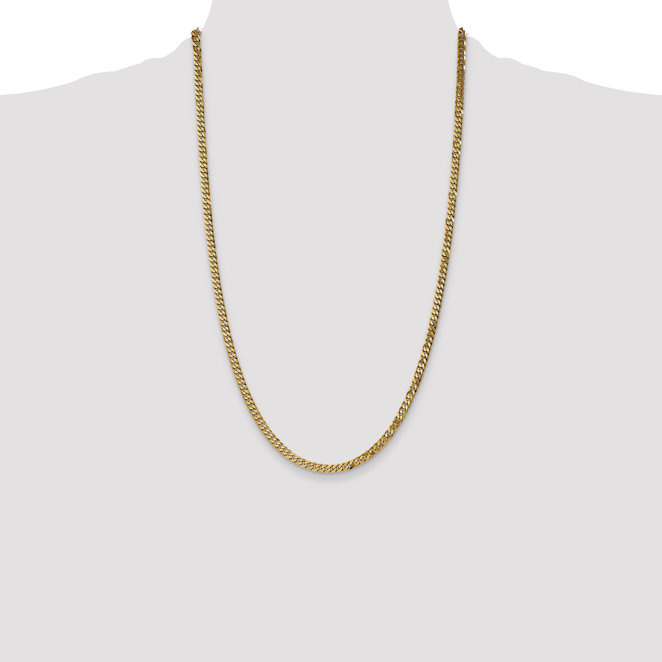 14K 26 inch 3.9mm Flat Beveled Curb with Lobster Clasp Chain FBU100
