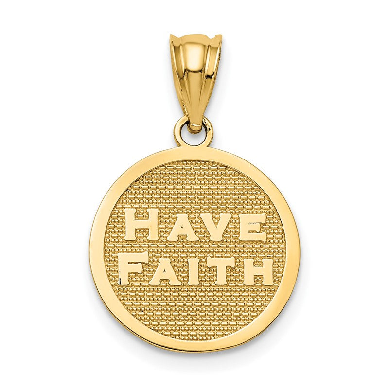 14k Polished Reversible HAVE FAITH/Footprints Pendant K5706