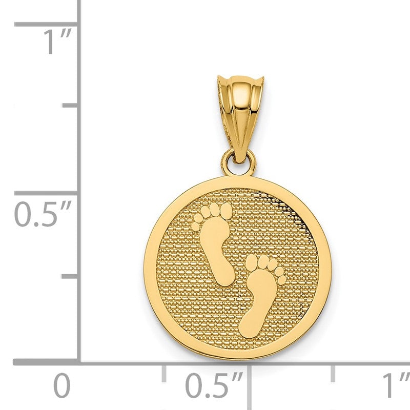 14k Polished Reversible HAVE FAITH/Footprints Pendant K5706