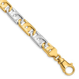 14K Two-tone 20 inch 10mm Hand Polished Fancy Link with Fancy Lobster Clasp Chain LK533