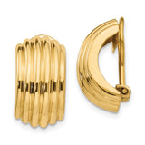 14k 9.5x16mm Polished Ribbed Half Hoop Omega Back Non-pierced Earrings H869