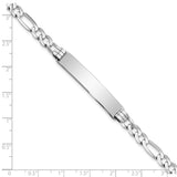 14k White Gold Polished Solid Chain/Solid Plate Figaro Link 38.5x8mm Plate 7 inch ID Bracelet FIG160IDW