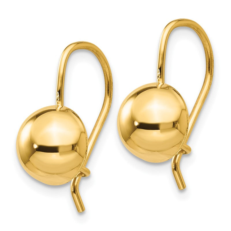 14k 8.00mm Hollow Half Ball Kidney Wire Earrings TH656