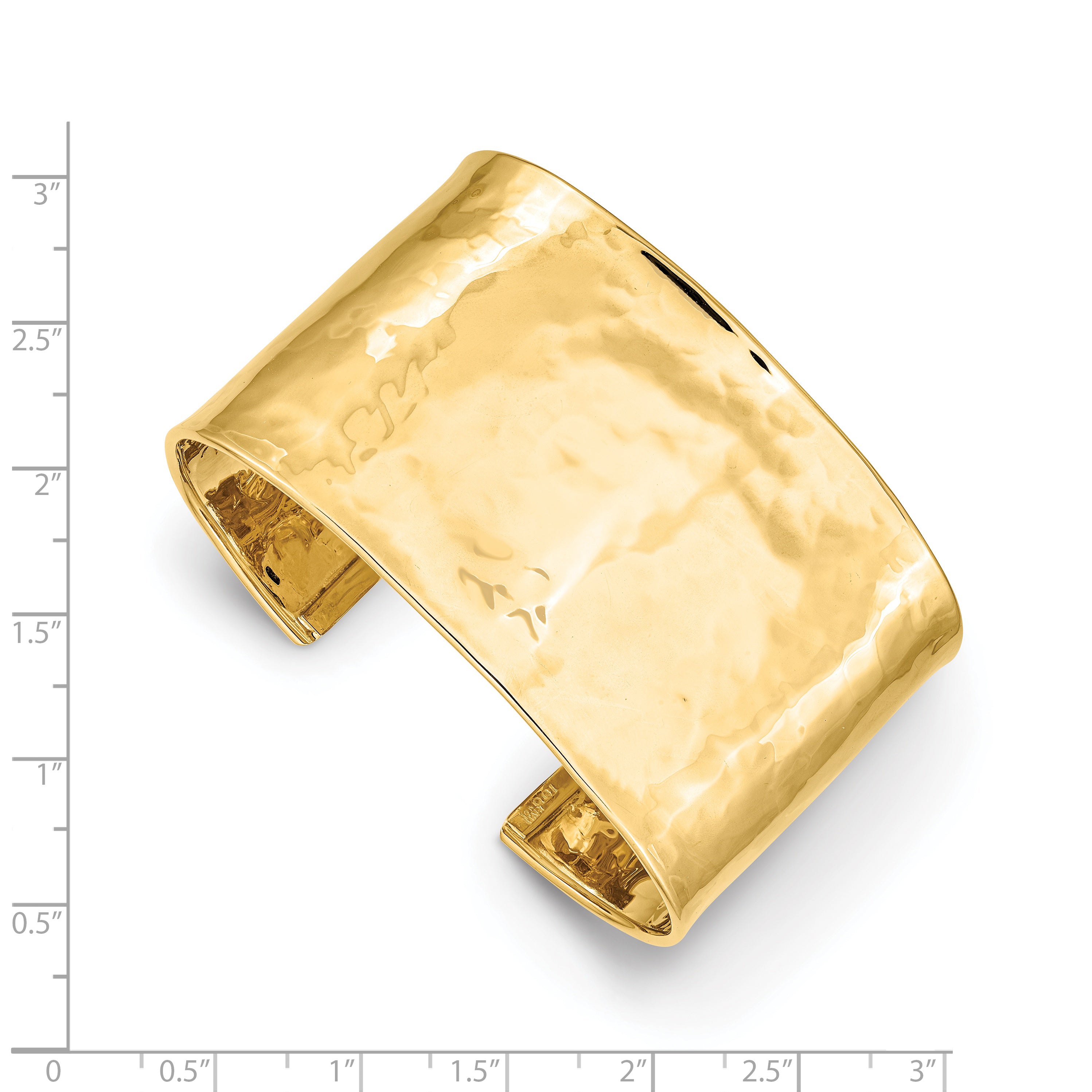 14k 37mm Hammered Polished Cuff Bangle Bracelet DB561