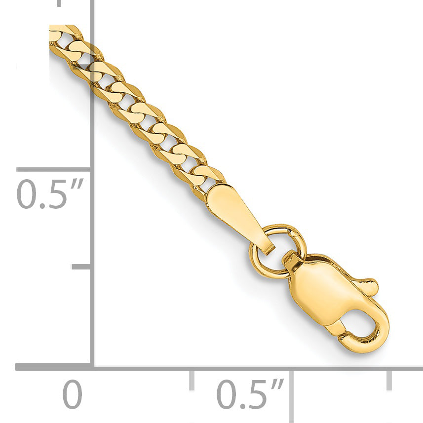 14K 10 inch 2.2mm Flat Beveled Curb with Lobster Clasp Anket FBU060