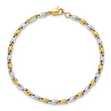 14K Two-tone Polished Fancy Link 7.5 inch Bracelet SF2598