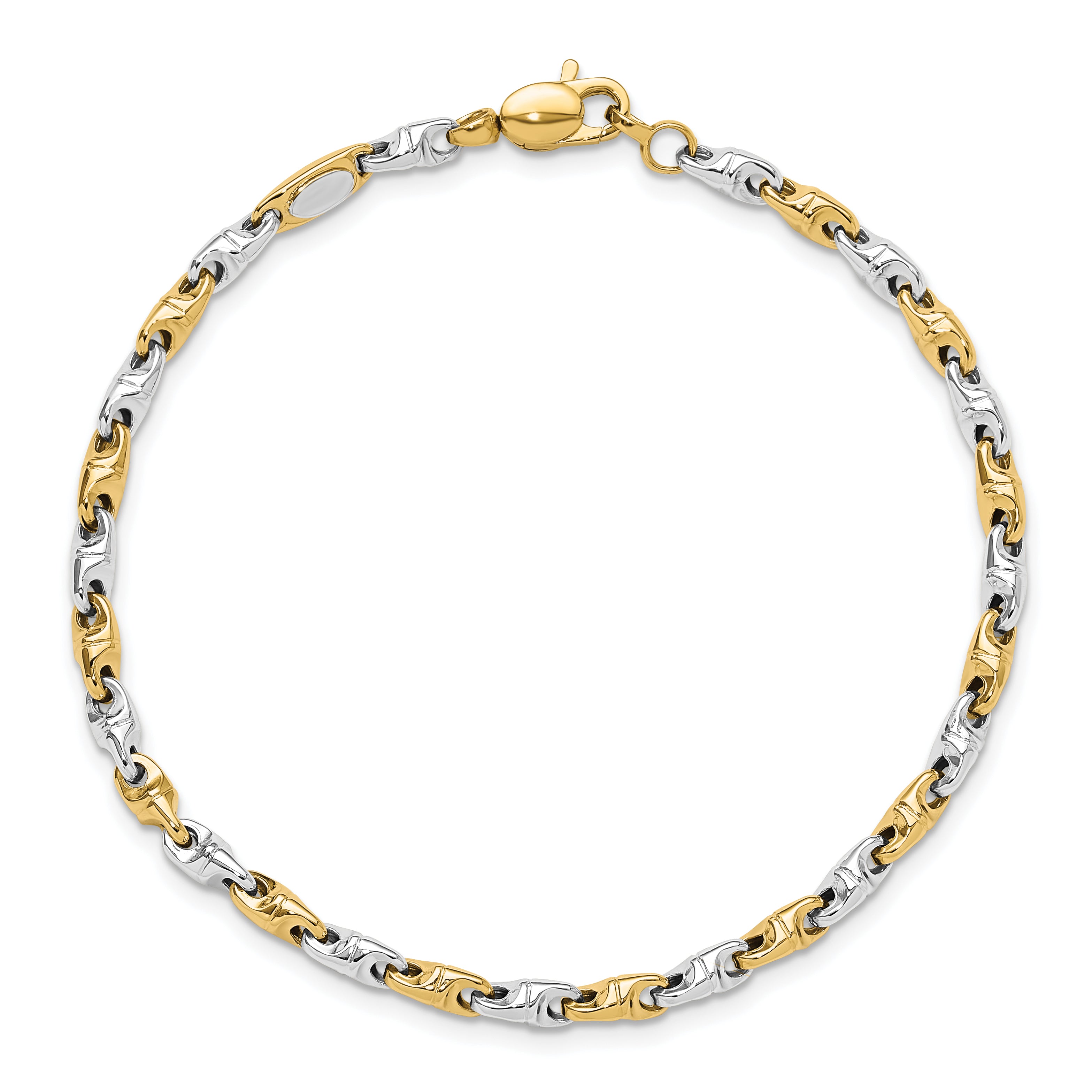 14K Two-tone Polished Fancy Link 7.5 inch Bracelet SF2598