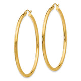 14K 2.5x50mm Polished Round Tube Hoop Earrings T927
