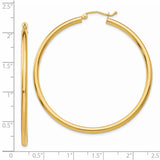 14K 2.5x50mm Polished Round Tube Hoop Earrings T927