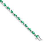 14k White Gold Complete Diamond and Oval Emerald 7 inch Bracelet BM4481