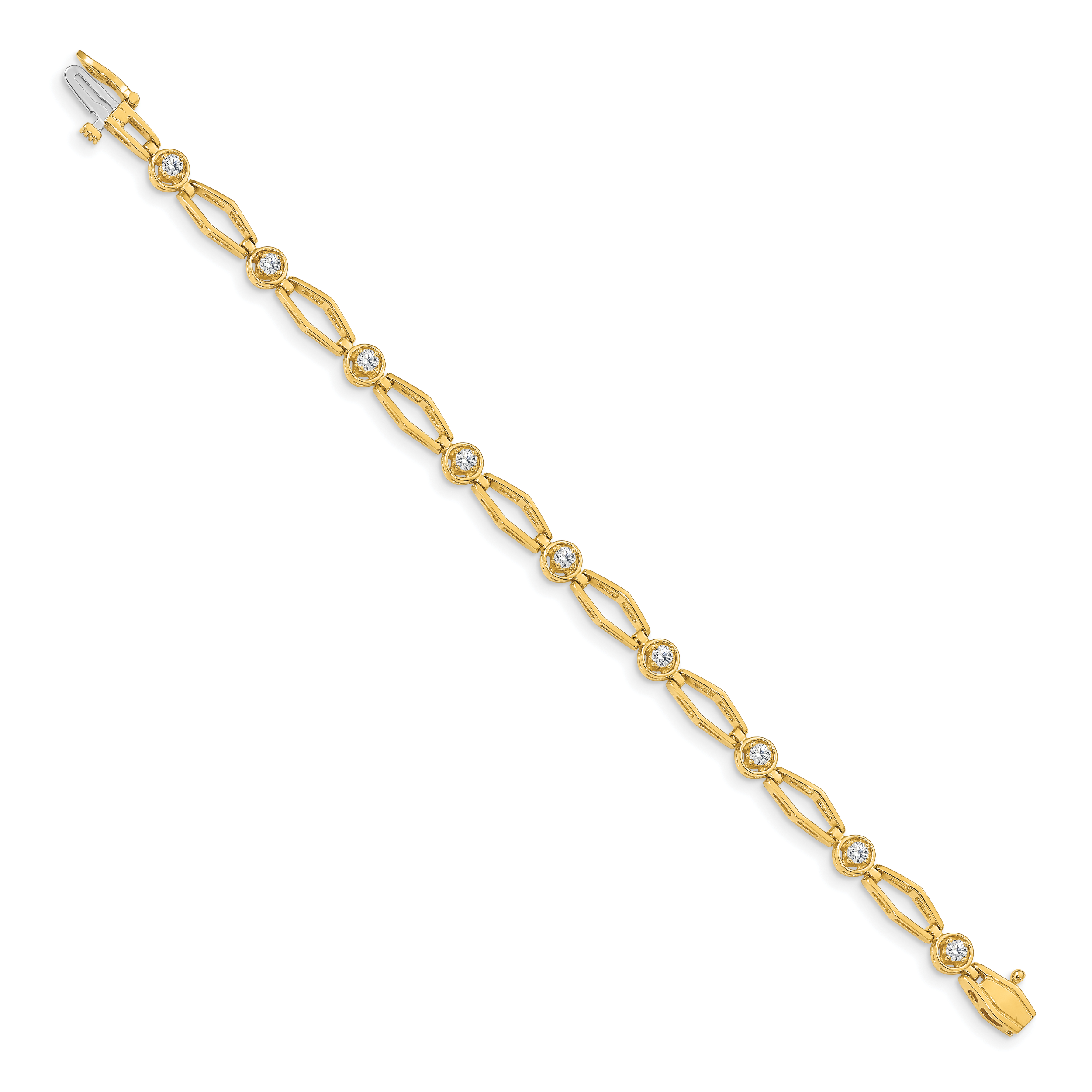 14k Complete 3/4 carat Round VS Diamond Fancy Link 7 inch Bracelet X789VS