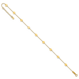 14K Polished Disc 9-Station 9 inch Plus 1 inch Extender - Total 10 inch Anklet ANK195
