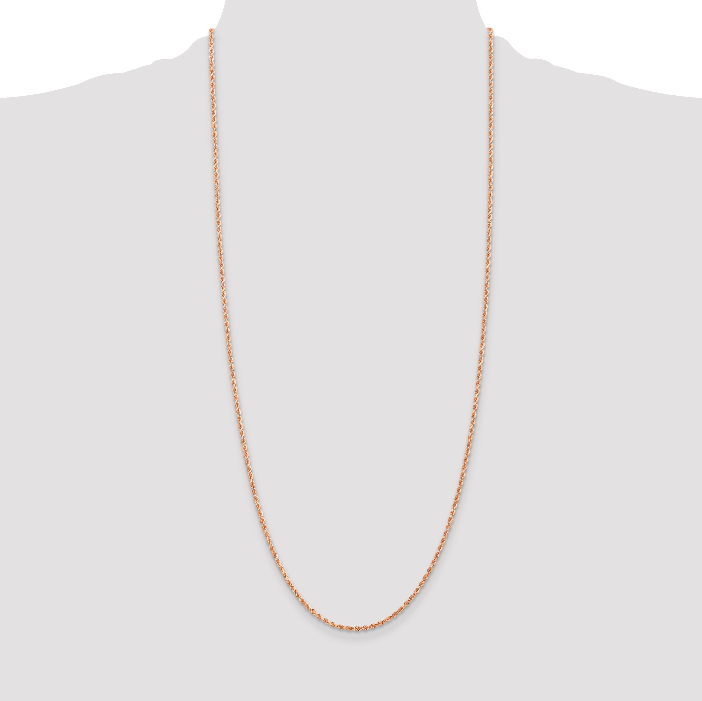 14K Rose Gold 10 inch 2mm Diamond-cut Rope with Lobster Clasp Anklet 016R