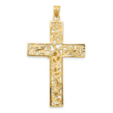 14k Two-tone Diamond-cut Filigree Crucifix Pendant C2015
