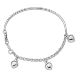 14k White Gold Polished Dangle Heart 6 inch Baby Bracelet BID91